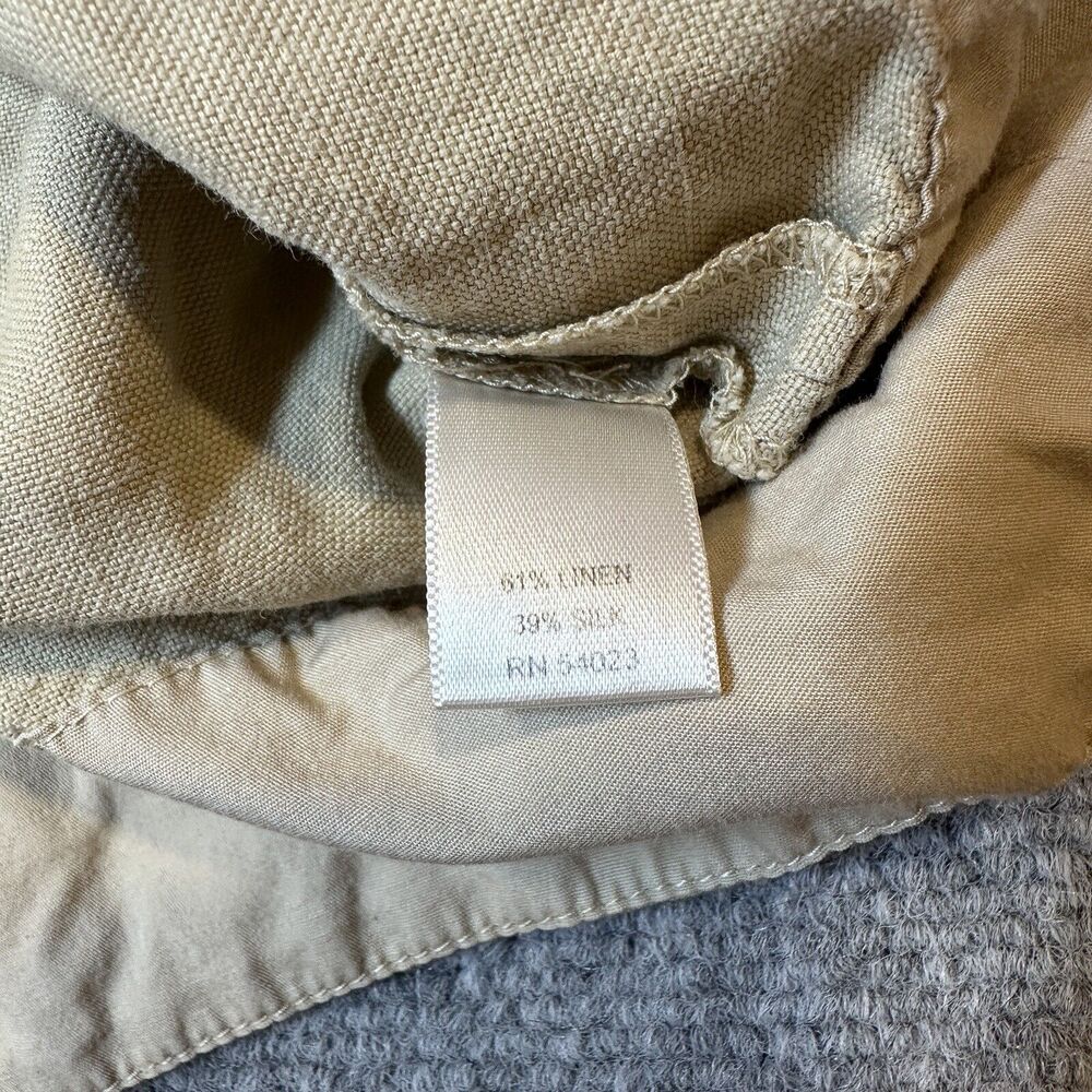 Banana Republic Khaki Safari Silk Linen Blend Midi Skirt Women size 2 - Picture 5 of 7